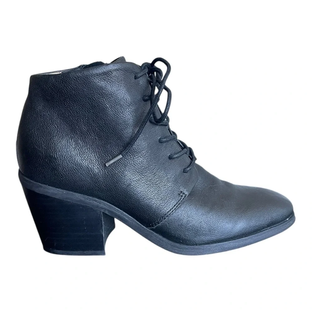 Söfft Black Leather Lace-Up Ankle Boots Size 8 | Block Heel Comfort Booties